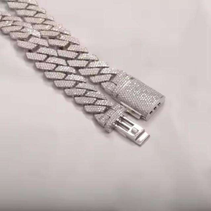 Cadena Cubana Premium de 20 mm |   Diamantes Cultivados en Laboratorio Color D VVS con Incrustaciones de Oro Blanco para un Lujo Unisex Certificado - Product Image 6