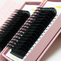 Plateaux de cils de volume russe en gros c d Cc Dd Extensions de cils en cachemire 0.07 Extensions de cils individuels noir mat foncé