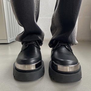 Chaussures décontractées en cuir véritable pour hommes, Derby avec semelle épaisse, respirantes et confortables QS111E97 - Product Image 2