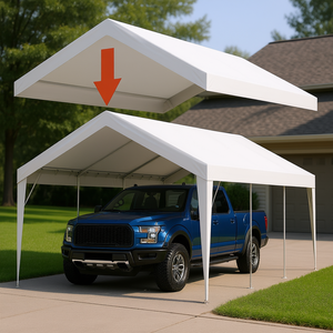 หลังคาคลุมโรงรถ ขนาด 10 x 20 ฟุต สีขาว ทรงจั่ว ป้องกันรังสียูวี สำหรับเปลี่ยนหลังคาโรงจอดรถ ติดตั้งง่าย จอดรถได้ 2 คัน - Product Image 2