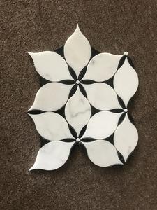 Sevilla Carrara blanco Waterjet mármol mosaico agua chorro corte mármol mosaico dolomita nácar Waterjet mármol mosaico - Product Image 5