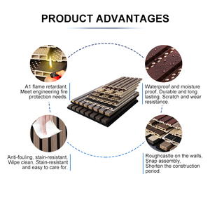 Design moderno WPC parete pannello composito legno rovere nero acustica <span class=keywords><strong>pannelli</strong></span> a parete fonoassorbente prezzo ragionevole modello 3D - Product Image 4