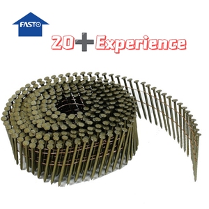 0.099x2碳钢圆头螺旋柄线圈钉气钉，黄色油漆用于木材 - Product Image 2