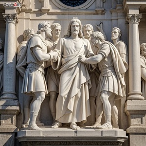 Estatua famosa Católica Cristiana talla de piedra grande primera estación Jesús condenó <span class=keywords><strong>muerte</strong></span> mármol blanco Jesús 14 estación escultura - Product Image 5
