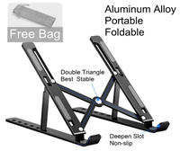 Support de lit pour ordinateur portable en alliage d'aluminium pliable portable avec réglage de la hauteur à 6 vitesses et support de tablette ergonomique en surface de silicium