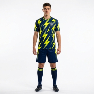 Shorts de football unisexes en jersey 100 % polyester, entièrement sublimés avec logo personnalisé, col en V, anti-transpiration - Product Image 5