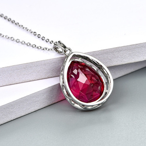 Ciondolo da donna in argento sterling con rubino rosso da 8,85 carati, rubino creato di alta qualità, gioielli da donna, regalo, gioielli di fidanzamento per matrimonio - Product Image 4