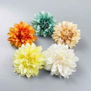 Tête de dahlia artificielle de 9 cm de diamètre, accessoire pour chapeau de fleurs DIY, décoration de mariage - Product Image 2