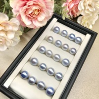 Perles d'eau douce Mabe naturelles cultivées 10-11mm bleues en vrac pour la fabrication de bijoux DIY, qualité 4A, trou personnalisé, troisième trou