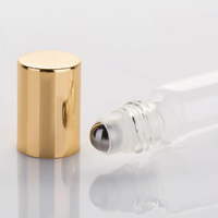 Botol Roll On Silinder Kaca Bening 5ml/10ml Botol Kosmetik Roll On Lapisan Matte Frost Tutup Emas Parfum Kosong Logo Custom