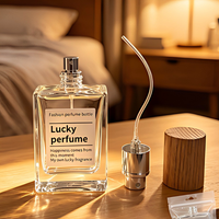 Flacon de parfum en verre coloré élégant 50g 100g 200g avec pompe pulvérisatrice et boîte pour l'emballage et la présentation de cosmétiques