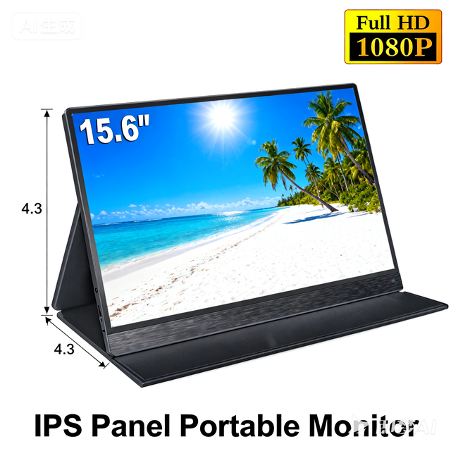 15.6 Inch Single Portable Monitor Budget-Friendly 1080P IPS USB-C/HDMI for Students Gamers Daily Screen Extension