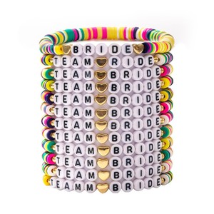 <b>Team</b> <b>Bride</b> Bracelet Set Colorful Polymer Clay Heart Letter Beads Unisex Gift Jewelry - Product Image 1
