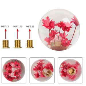 JDMotorsport88 Universal JDM Round Ball <strong>Crystal</strong> Real Flowers Manual Gear Shift <strong>Knob</strong> Shifter - Product Image 4