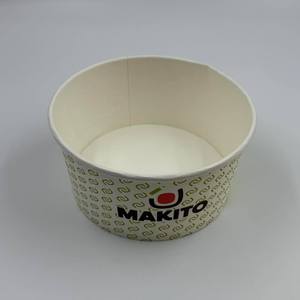 Vente en gros de bols à salade jetables avec impression personnalisée pour emballage alimentaire bol en papier blanc kraft avec couvercle - Product Image 2