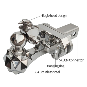 Crochet de remorque en acier inoxydable, compatible avec un récepteur de 2 pouces, <span class=keywords><strong>anneau</strong></span> de suspension et design tête d'aigle, bras d'<span class=keywords><strong>attelage</strong></span> de remorque, accessoires de camping-car - Product Image 2