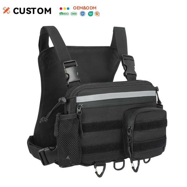 Factory Custom Reflective Utility Outdoor Chest Bag Lightweight  Chest Rig Pouch EDC Chest Pack With Built-In Phone Holder