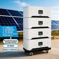 Batterie Lifepo4 empilée 48V 51.2V 10Kwh 15Kwh avec communication CAN pour système hybride connecté au réseau