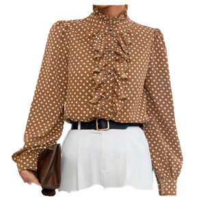 Blusa de Mujer de Manga Larga, Estilo Vintage, Ecológica, con Cuello de Encaje Francés y Botones, para Primavera - Product Image 3