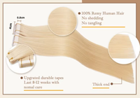 Extensions de cheveux naturels blonds vierges à bandes adhésives pour femmes, vente en gros d'usine, pour coiffure et beauté