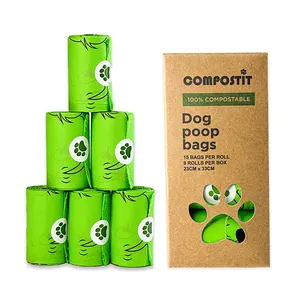 Wholesale 100% Compostable Biodegradable Dog Poop Bag Sustainable Packaging Bags Supplier China OEM Customized Logo Design