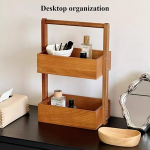 Acacia Wood Storage <b>Rack</b> 2-Tier Wooden Desktop Organizer Modern Minimalist Counter Organizer Wall Mounted Double Tier - Product Image 3