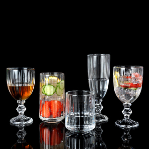 Juego de vasos de cristal, vasos con tallo para fiestas, diseño clásico para adultos, transparentes, de pared simple, aptos para lavavajillas. - Product Image 1