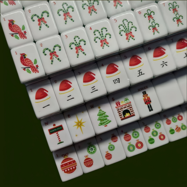 In Stock Min Order 1 Set New Custom Travel Mahjong Set Red 160 Engraved 4 Layer Acrylic Luxury Christmas American Mahjong Tiles