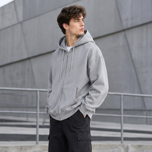 Sudadera con capucha completa con cremallera para hombre y mujer, gris liso, informal, con capucha, logotipo personalizado, sudadera con capucha en blanco, chaqueta con cremallera al por mayor - Product Image 2