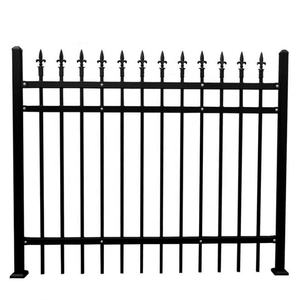 Panneaux de clôture en acier galvanisé thermolaqué noir, clôture de sécurité en métal, poteaux à sommet plat, barrière pour jardin, villa, école, cour - Product Image 3