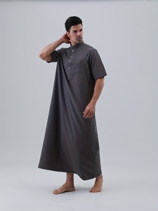 เสื้อคลุมโทบยาวสไตล์วินเทจสำหรับผู้ชาย สีพื้น ผ้าโพลีเอสเตอร์ ระบายอากาศได้ดี น้ำหนักเบา ใส่ได้ทุกวัน เรียบร้อย ยาวคลุมเท้า มีกระเป๋า ทรงปกติ - Product Image 4
