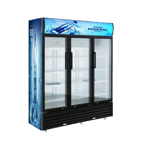 핫 세일 수직 대중음식점 맥주 음료 음식을 위한 투명한 유리제 문 냉각장치 냉장고 전시