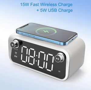 Réveil LED multifonctionnel 6 en 1 pour <span class=keywords><strong>chargeur</strong></span> de téléphone portable sans fil <span class=keywords><strong>Qi</strong></span> avec haut-parleur BT et lampe magnétique - Product Image 4