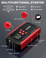Banque d'énergie pour démarreur de voiture Gonfleur portable avec pompe à air Lumière LED Démarreur d'urgence multifonction pour voiture