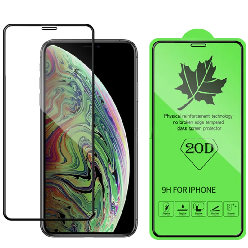 High Quality 20D large Radius Tempered Glass Screen Protector Full Glue Protective Film For iphone 12 11 Pro Max X/XS Max