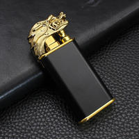 Briquet à double flamme Tigre et Dragon qui brille dans le noir, design métallique créatif coupe-vent