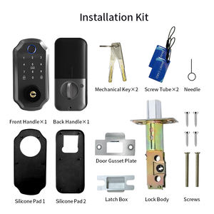 מנעול דלת חכם חדש לבית/מלון, מסך מגע, סיסמה, כרטיס, טביעת אצבע, מפתח מכני, תואם TT Tuya APP, ידית נעילה לדלת - Product Image 5