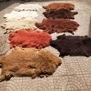 Eko tabaklanmış gerçek doğal moğol koyun postu kilim kıvırcık uzun saç tibet kuzu derisi