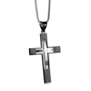 Collar con Colgante <span class=keywords><strong>de</strong></span> Acero Inoxidable 316 con Versículo Bíblico del Padre Nuestro, Cruz Religiosa, Joyería Fina <span class=keywords><strong>de</strong></span> Moda para Hombre - Product Image 5