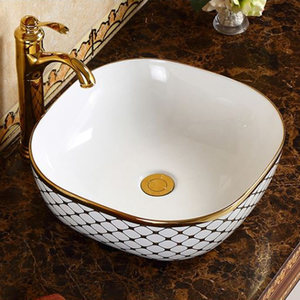 Lavabo en céramique élégant blanc brillant à poser, avec finition nano sans joint, résistant aux rayures, pour projets hôteliers - Product Image 4