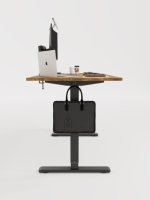 Cadre de bureau debout moderne et réglable en hauteur, mobilier informatique réglable en hauteur, panneau métallique, design en bois, HUILIDE HLD-Z1, au sol