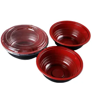 Nhựa RPP/ PP Lò Vi Sóng Tròn Soup Bowl Bán Buôn Dùng Một Lần Takeaway Container Với Nắp