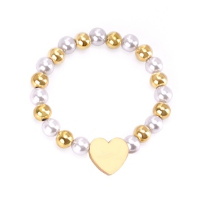 Custom Charm Tennis <b>Bracelet</b> 18k Gold <b>Elastic</b> Stainless Steel 18K Gold Plated Bulk Pearl <b>Bracelet</b> Femme - Product Image 4