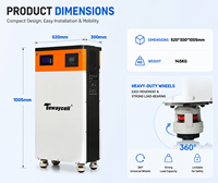 Batería solar híbrida apilable LiFePO4 de 15 kWh, 51.2 V, 300 Ah, con BMS de 200 A integrado en el suelo, más de 6000 ciclos, para energía doméstica (Stock en EE. UU.)