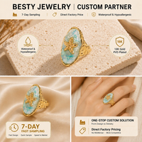 Bague en acier inoxydable plaqué or PVD 18 carats pour femme, motif hippocampe océanique, étanche, hypoallergénique, poli miroir, vente en gros, personnalisable