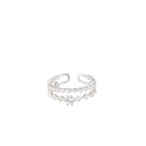 S925 Sterling <b>Silver</b> Crown <b>Ring</b> For Women <b>Adjustable</b> Index Finger Jewelry Pave Setting Everyday Wear - Product Image 3