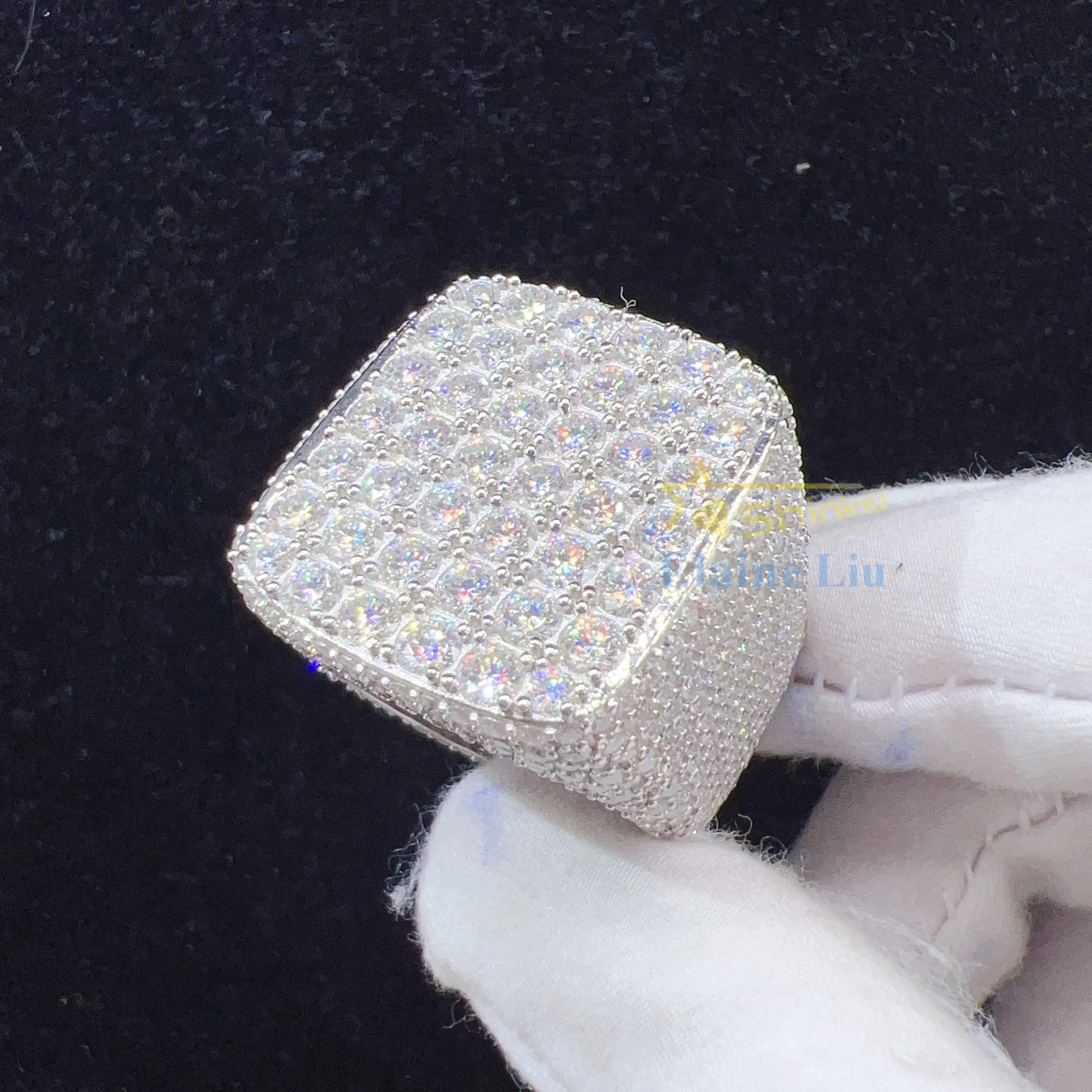 factory direct sale silver 925 custom vvs moissanite iced out diamond hip hop fine jewelry rings