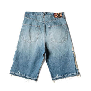 Custom Bones Logo <b>Patch</b> Denim <b>Shorts</b> <b>Men</b> Raw Hem Washed Distressed Jorts Straight High Quality Baggy Jean <b>Shorts</b> - Product Image 4