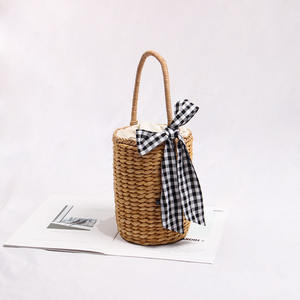 elegante paja <span class=keywords><strong>Shopper</strong></span> Tote bolsa con forro de poliéster para rato viaje de compras de comestibles diario playa Mujer chica - Product Image 3