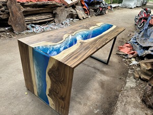 Table en résine bleue pour salon, comptoir de bar ou décoration intérieure, options de couleur OEM, design 3D, nouvelle commande, contactez-nous - Product Image 6